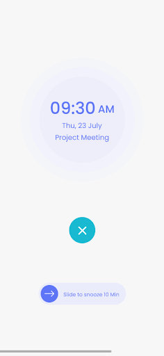 NextTimer alarm screen showing 09:30 AM Project Meeting